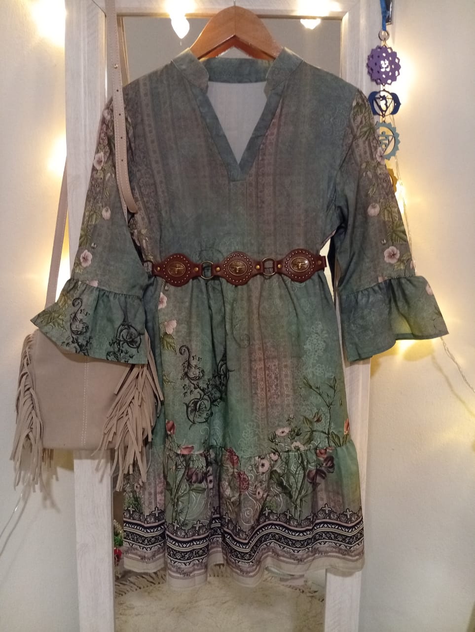 Vestido cuello redondo verde