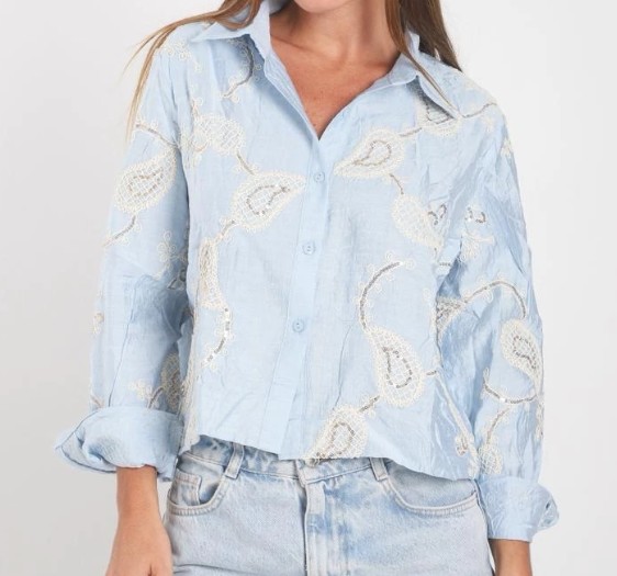 Camisa bordada y lentejuelas
